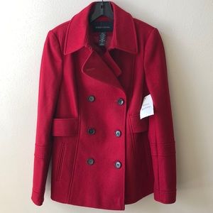 Red Wool Double Breasted Coat